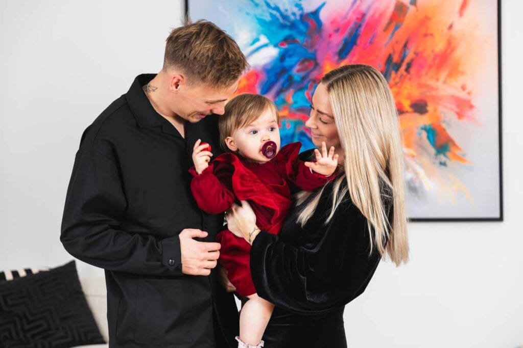 Fototjänster i Göteborg. Familjefotografering hemma inför julkort.